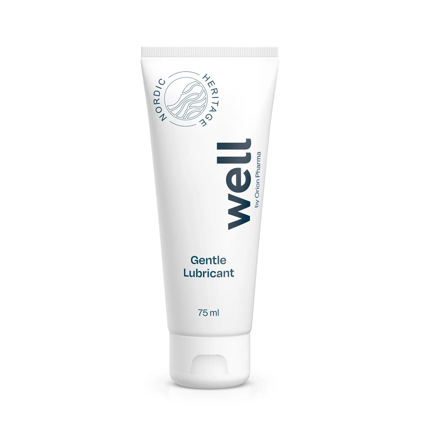 Tube of 'well' gentle lubricant on a white background