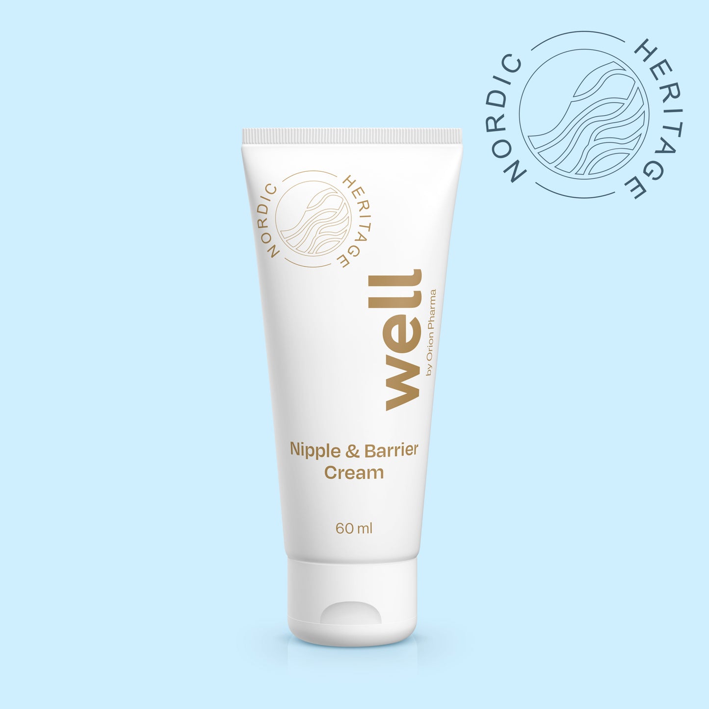 Well by Orion Pharma Nipple & Barrier Cream 60 ml for irritated nipples and dry skin. Vegan and fragrance-free.