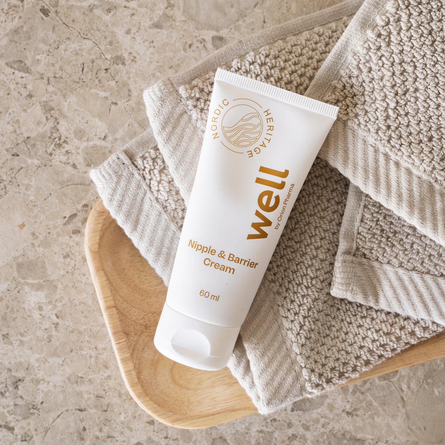Well by Orion Pharma Nipple & Barrier Cream 60 ml for irritated nipples and dry skin. Vegan and fragrance-free.