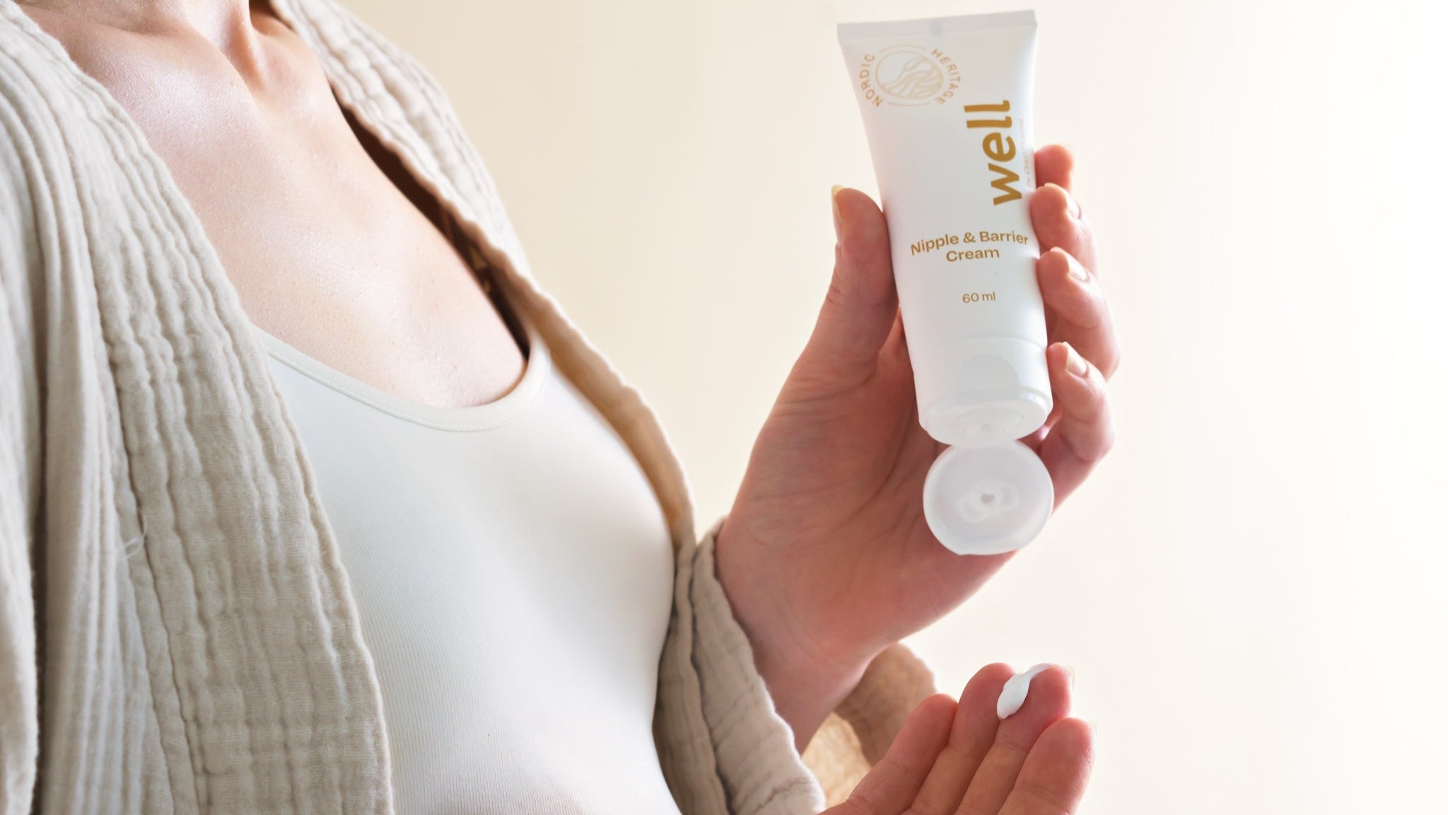 Woman with nipple and barrier cream