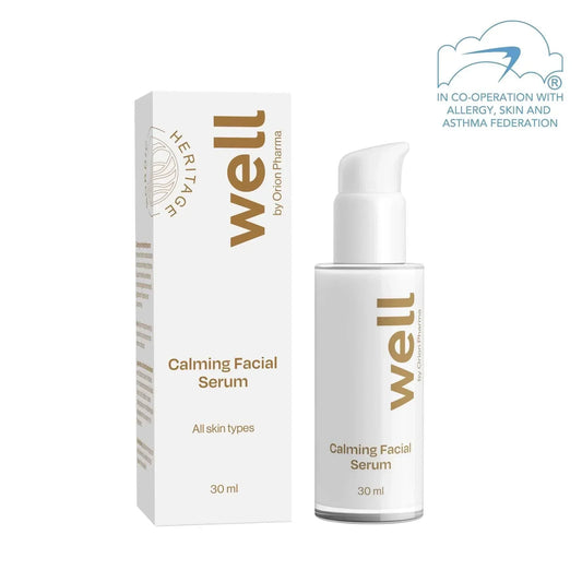 Well by Orion Pharma Lugnande ansiktsserum 30 ml för alla hudtyper, doftfri, vegan.